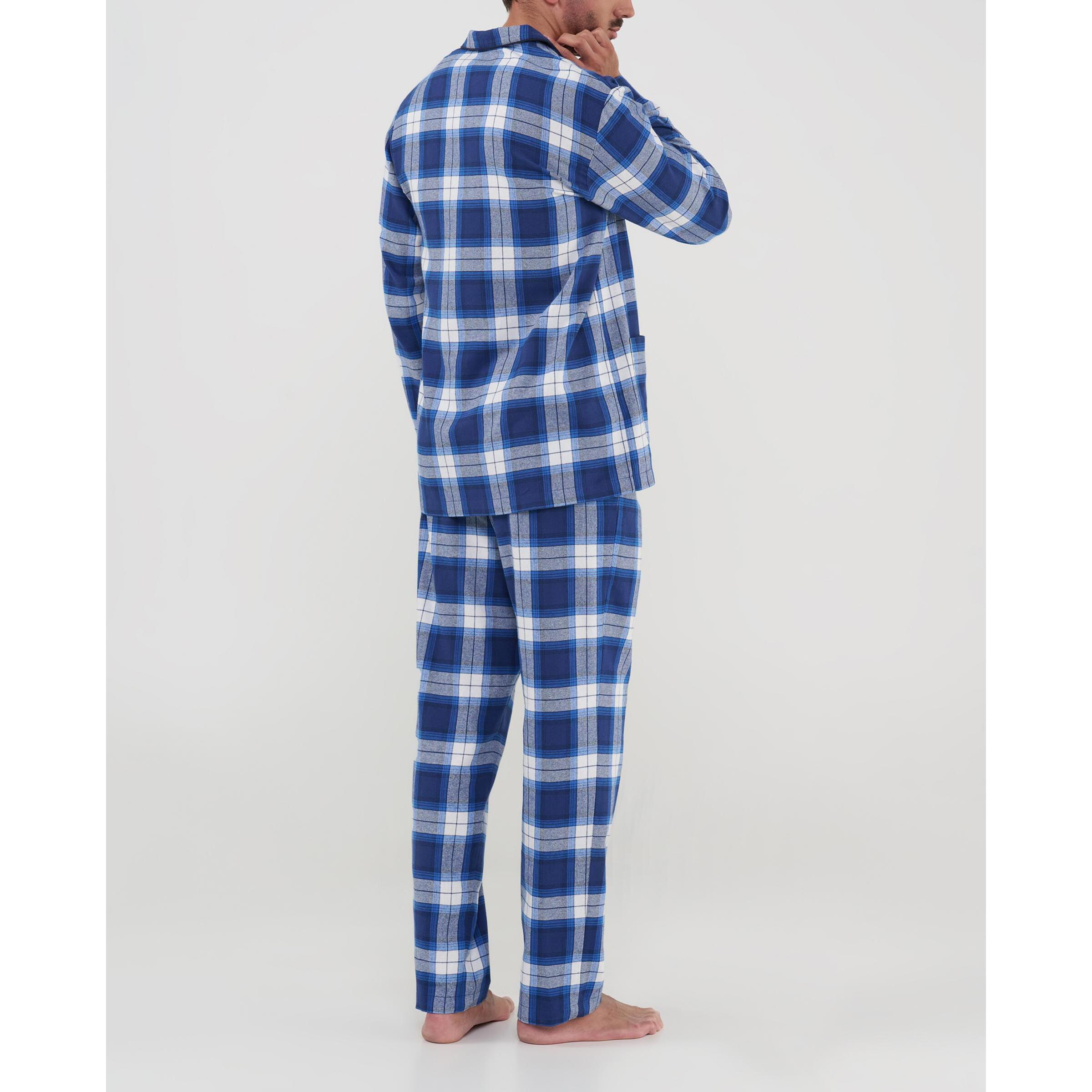 Pijama hombre, estampado en cuadros, abierto con botones, con bolsillos de plastón, manga larga y pantalón largo