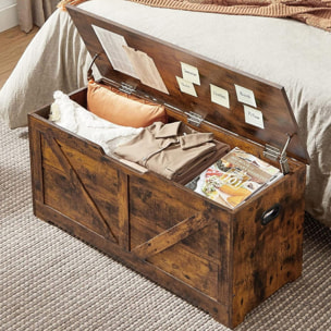 Panca contenitore vintage in legno marrone rustico