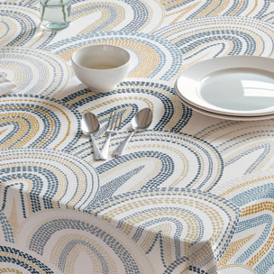 Nappe imprimée anti-tâches MARGOT BLEU