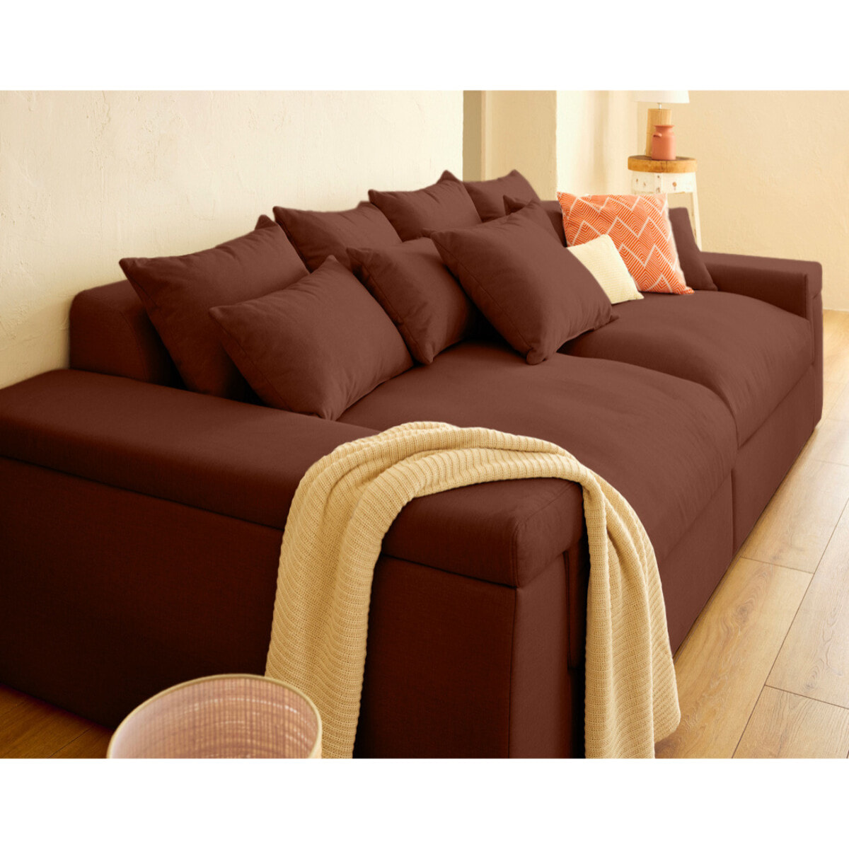 Sergio - canapé 4 places - assise profonde - en tissu - Terracotta