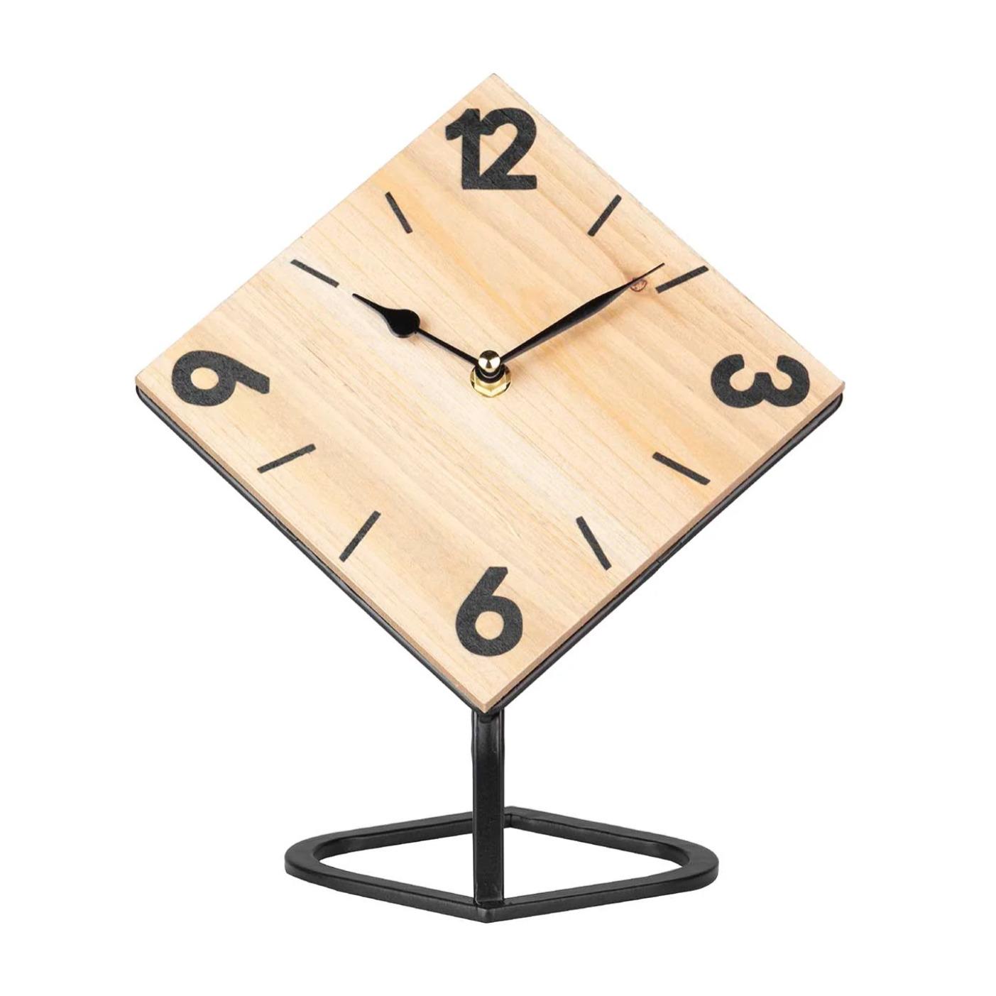 Reloj Sobremesa Metal Madera 25x14x26 Cm