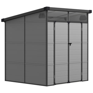 Abri de jardin en polypropylène 3,24 m² - 190 x 191 x 215 cm - 2 fenêtres, 2 portes - gris