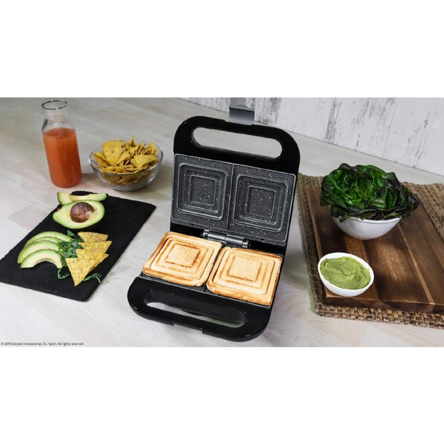 Cecotec Sandwichera Rock'nToast Sandwich Squared. 750 W Capacidad 2 Sándwiches A