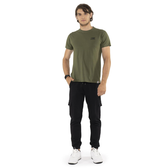 T-shirt da uomo in cotone elasticizzato a manica corta con logo piccolo "Basic"
