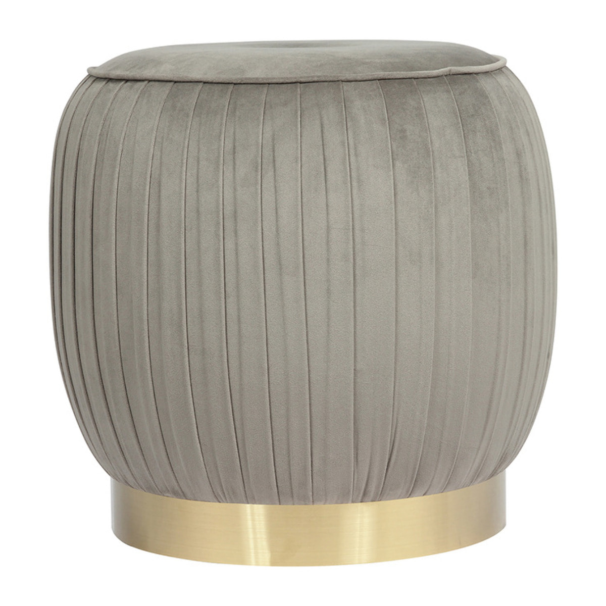 Pouf contenitore Lilje in velluto grigio con base in acciaio