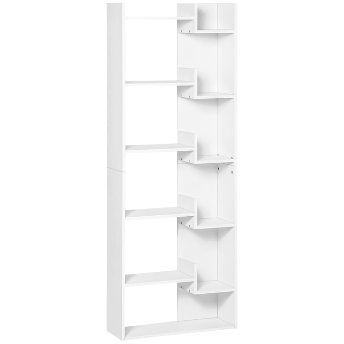 Bibliothèque étagère 6 niveaux design zig zag dim. 60 x 21 x 162,5 cm effet bois blanc