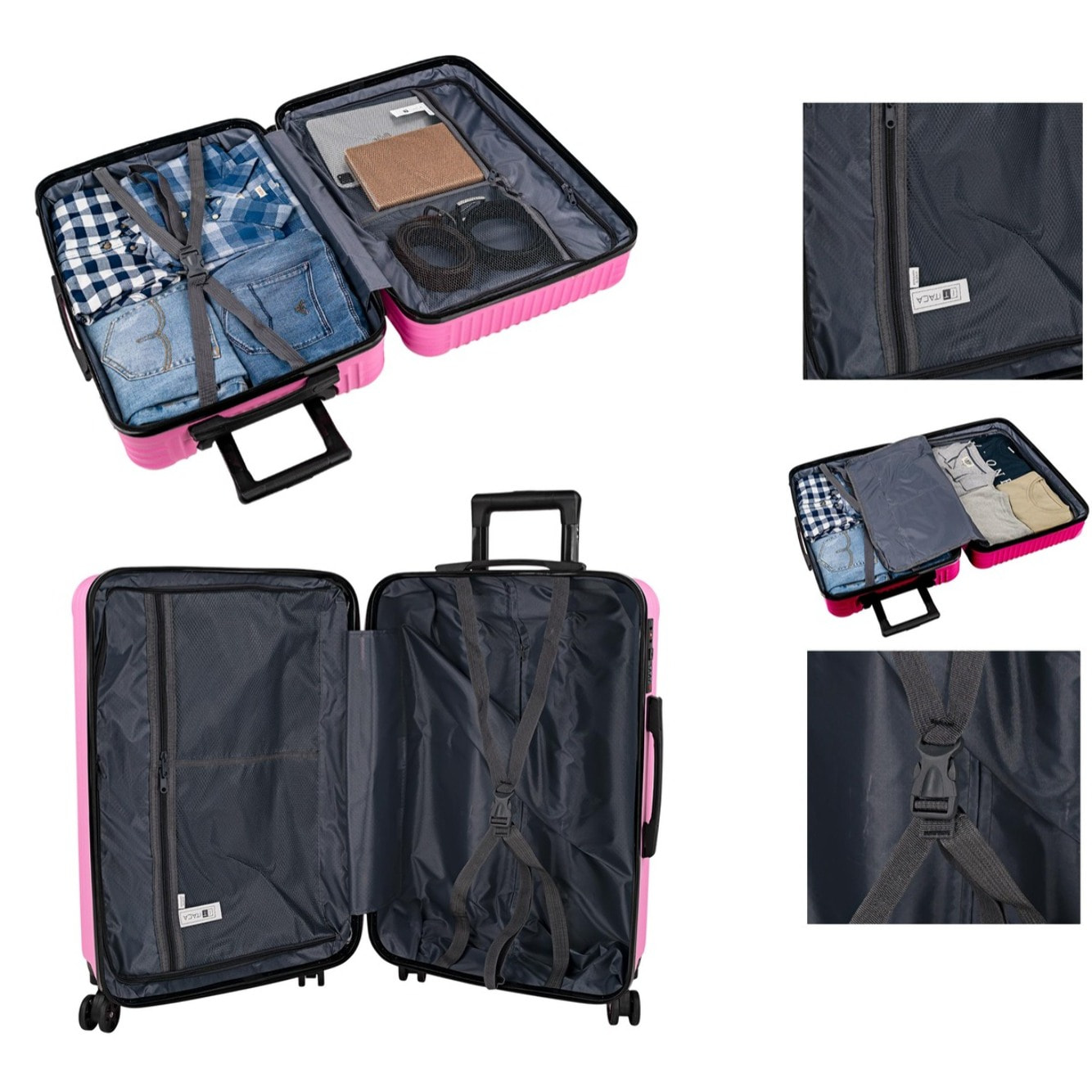 Juego De Maletas Rígidas Abs Itaca Ness Fucsia