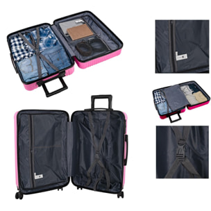 Juego De Maletas Rígidas Abs Itaca Ness Fucsia