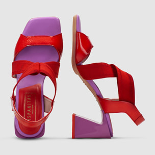 Sandalia Tacon Mallorca Violet rojo 6,5 cm