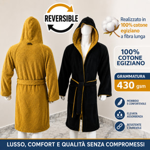 COTONE EGIZIANO Accappatoio Reverse in cotone egiziano 430 gr_Black Gold