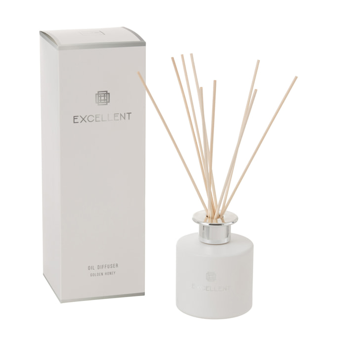 J-Line Bâtonnets parfumés Excellent - Golden Honey - verre - blanc