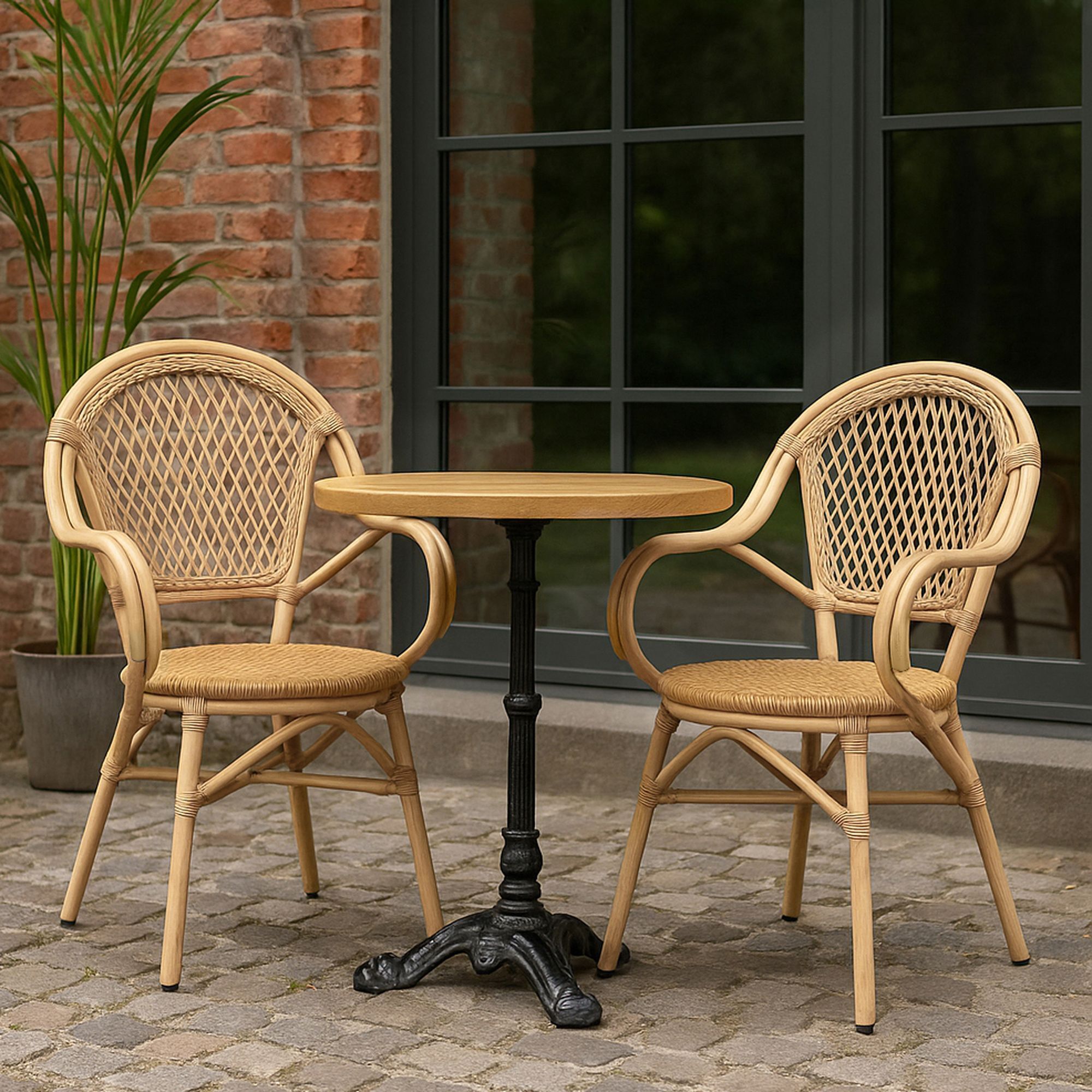 Lot de 2 fauteuils de table extérieur en rotin synthétique CAPRI