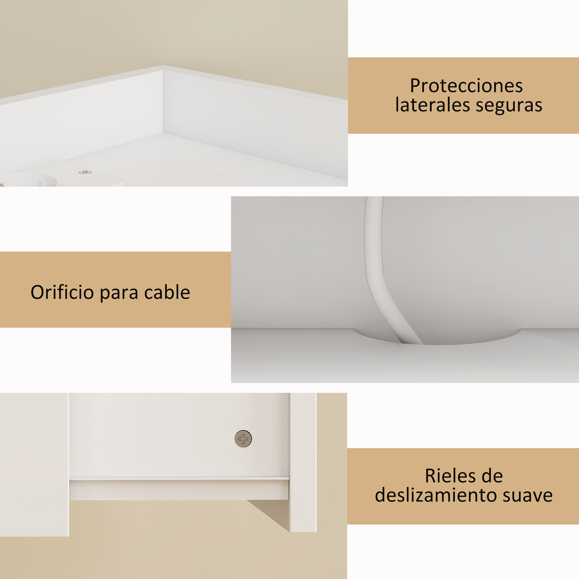 Juego de 2 Mesitas de Noche Flotantes con Estación de Carga, Mesillas de Noche Dormitorio, Cajón, Estante Abierto, Montado en la Pared, Estilo Moderno, para Sala de Estar, 40x29x29 cm, Blanco