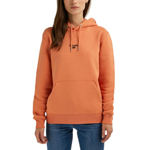 Sudadera Unisex Color Naranja Con Capucha y Logo D.Franklin negro