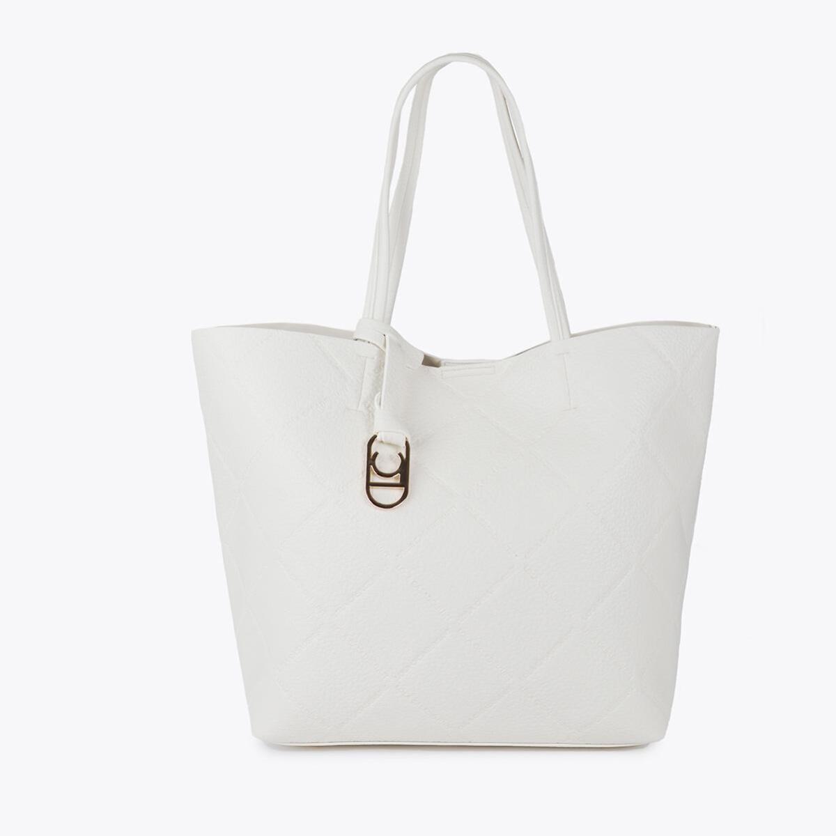 Shopper effetto pelle monogramma con logo ovale pendente