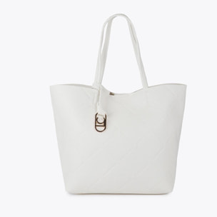 Shopper effetto pelle monogramma con logo ovale pendente