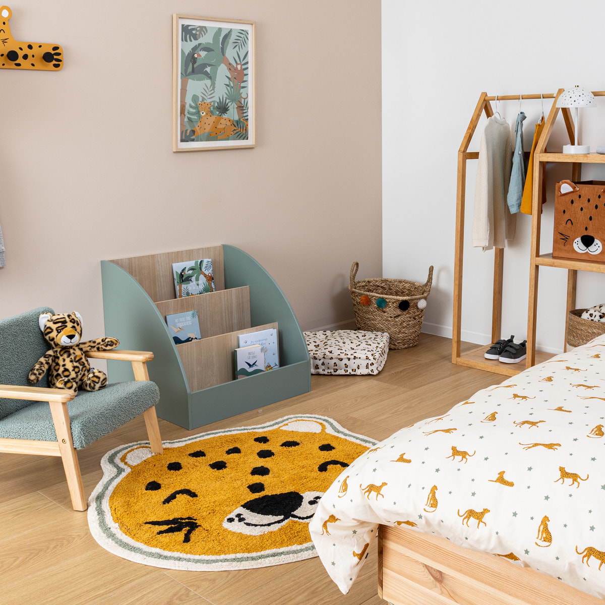 Tapis enfant léopard Kori jaune ocre D90cm