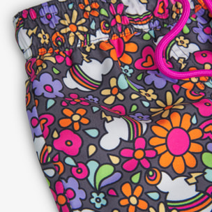 Short estampado con nubes de color naranja, Short, niña