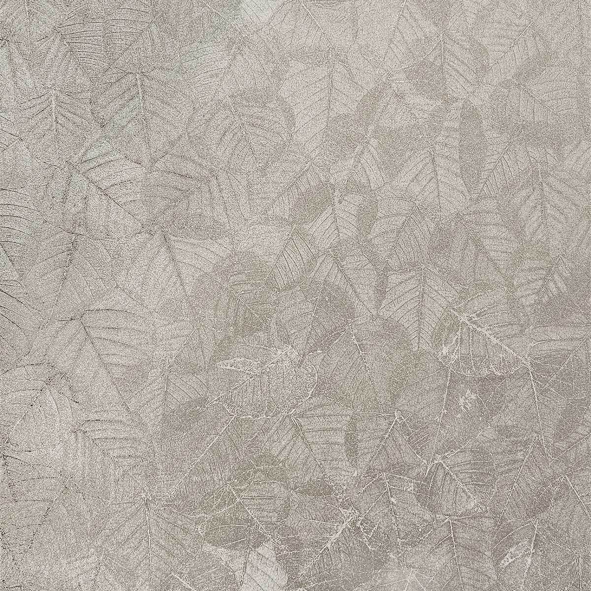 Papier peint feuillage texturé gris argenté