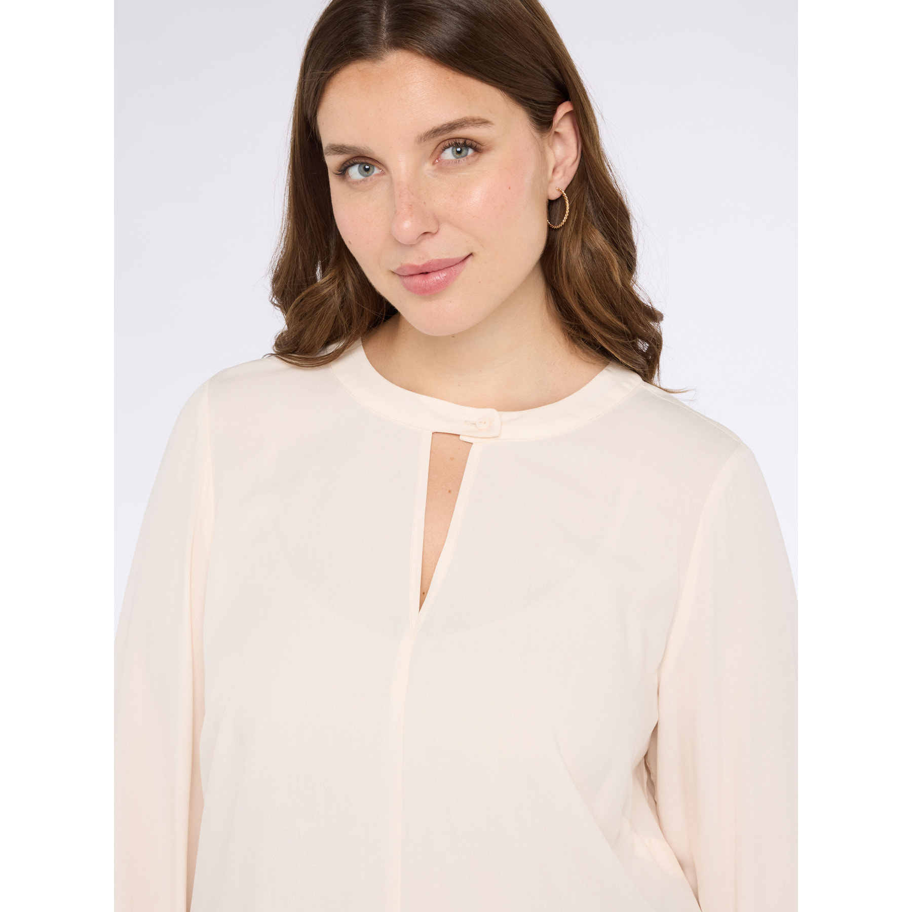 Fiorella Rubino - Blusa de muselina de viscosa con escote de lágrima - Blanco