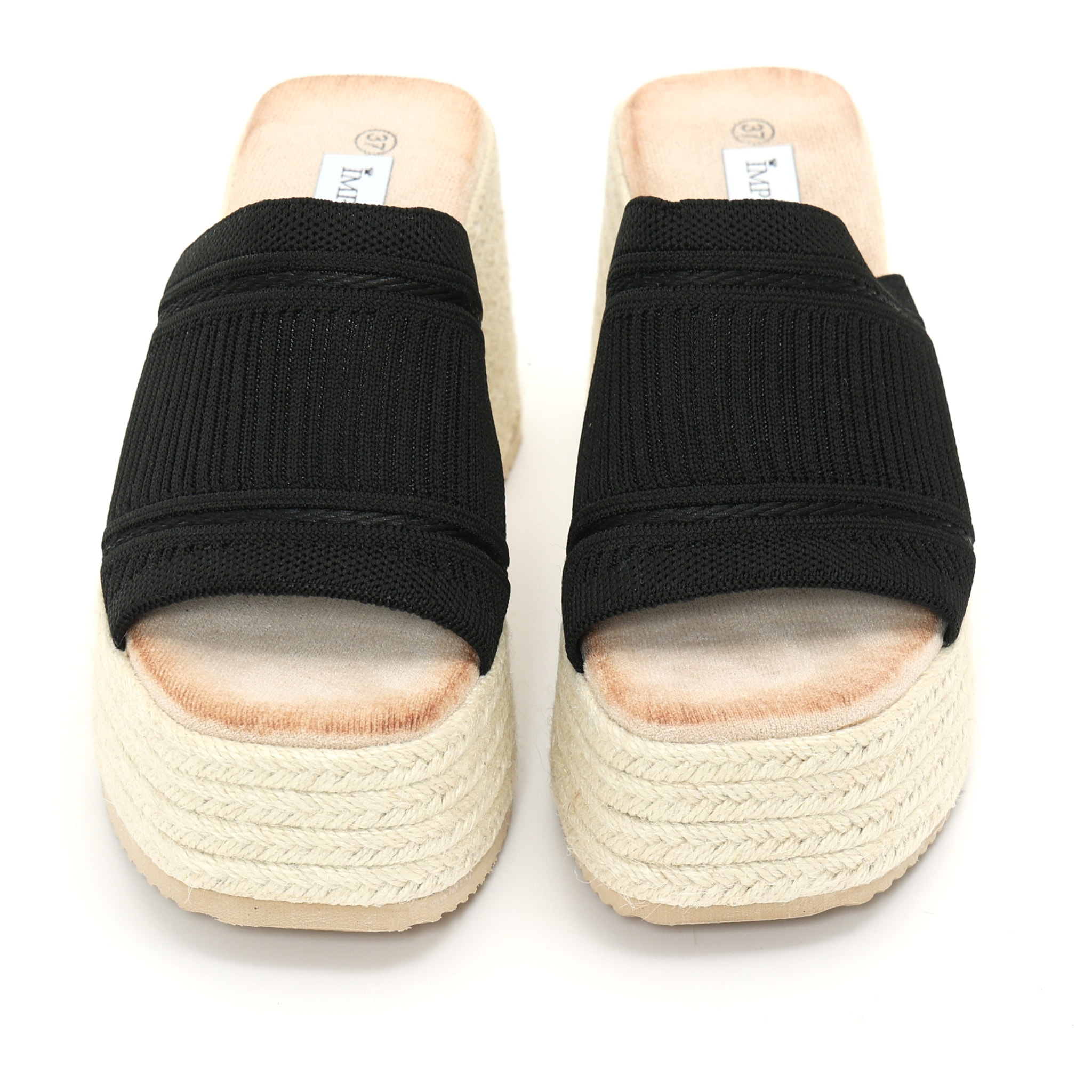 Sandali con zeppa e fascia in tessuto