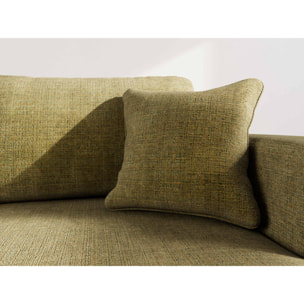 Miro - Canapé d'angle droit 4 places convertible avec coffre en velours texturé - Vert Olive