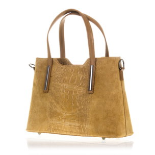 Fiesole Bolso tote Mujer.Piel auténtica Gamuza Grabado Cocodrilo