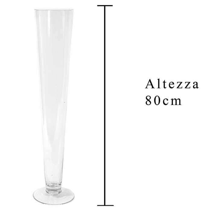 Vaso A Cono Con Piedistallo - Pezzi 1 - 12X8X13cm - Colore Incolore - Bianchi Dino -