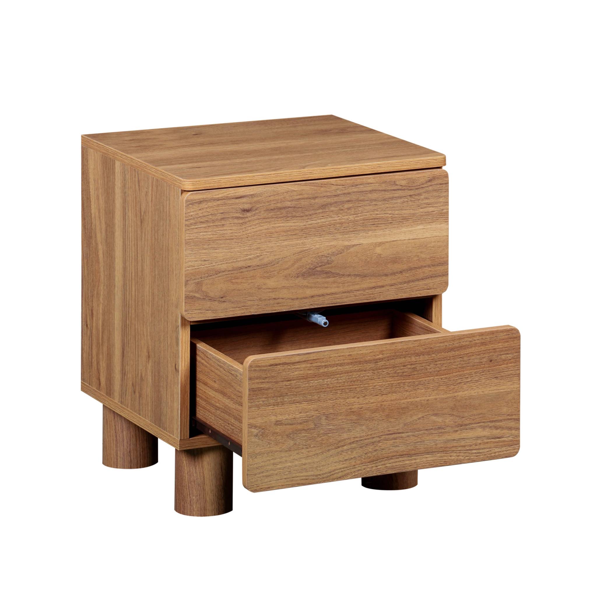 Table de chevet décor bois 2 tiroirs (lot de 2) AYANA