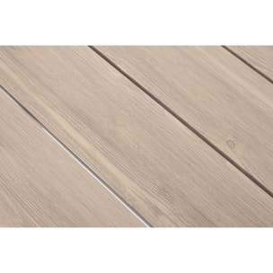 Tavolo da giardino ZELMAR effetto legno e struttura in alluminio bianco, 218×115 cm