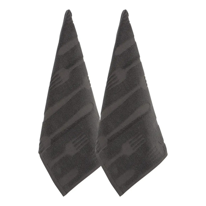 2 torchons Terry 70x45cm gris