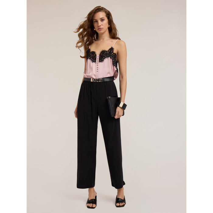 Motivi - Pantalones fluidos con bajo ajustable - Negro