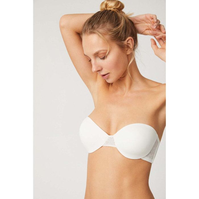 Reggiseno multiposizione senza spalline color avorio, coppe B e C