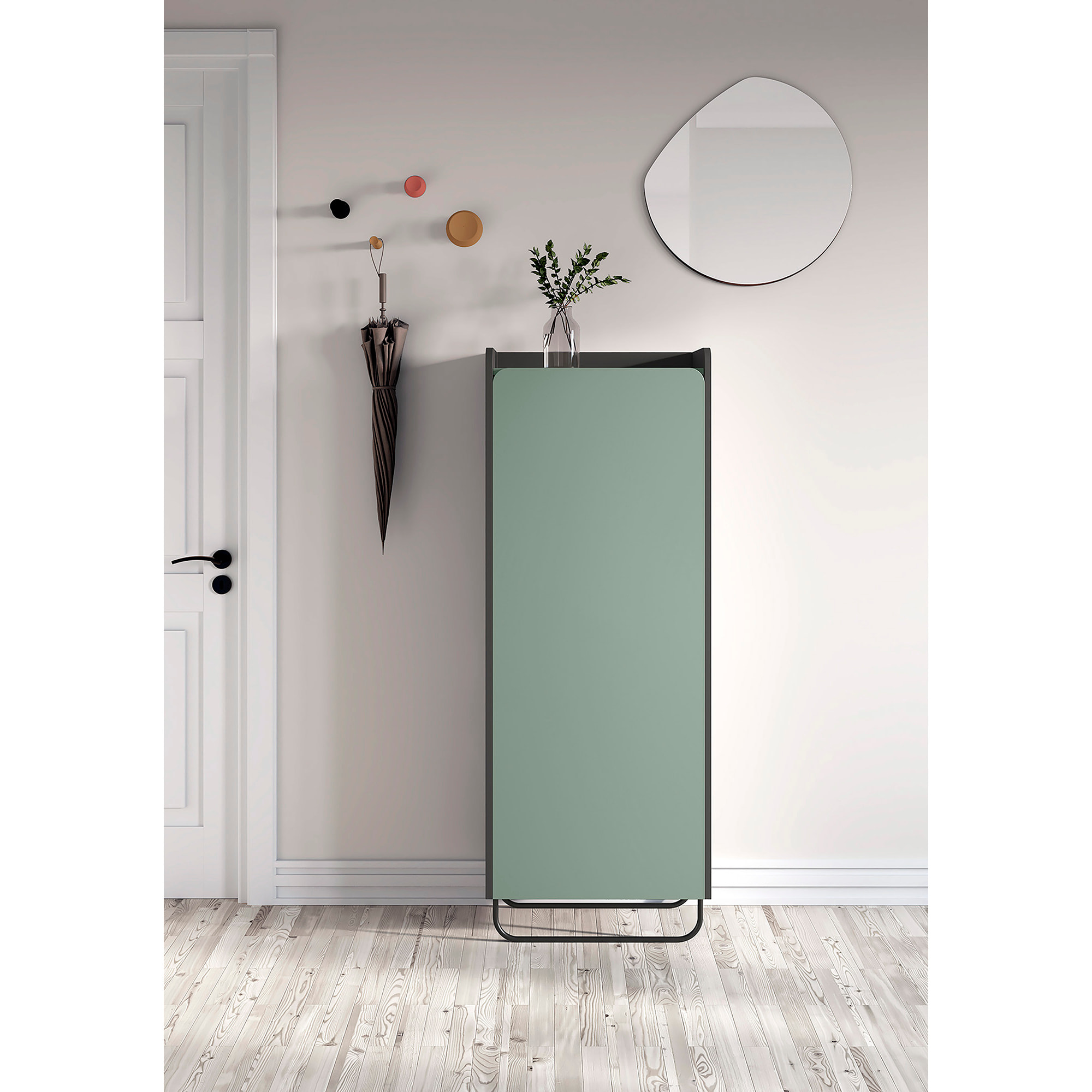 Espejo redondo Lune aglomerado verde ø50cm