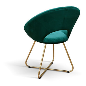 Set di 2 poltroncine ZANTE in tessuto effetto velluto verde e base in metallo color oro