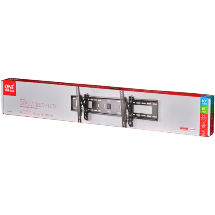 Support mural TV ONE FOR ALL TV Solid Jumbo - Inclinable 42-120 pouce