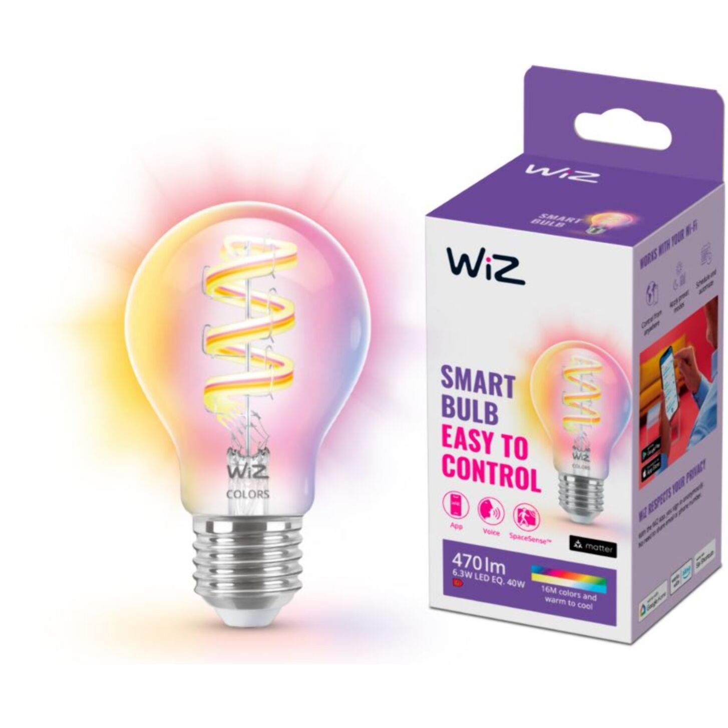 Ampoule LED connectée WIZ Couleur E27 Filament 40W