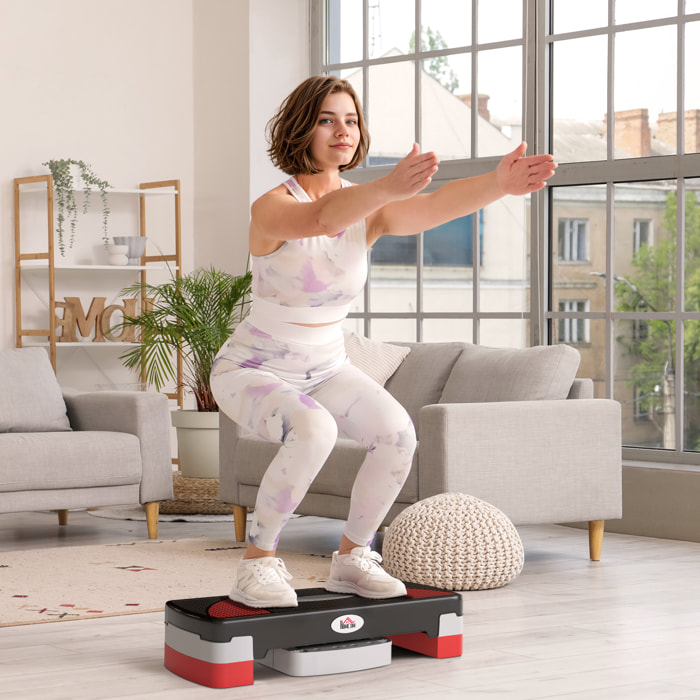 Stepper fitness aerobic - collaboration Aosom.fr x FFHandball - hauteur reglable surface antiderapante - noir gris