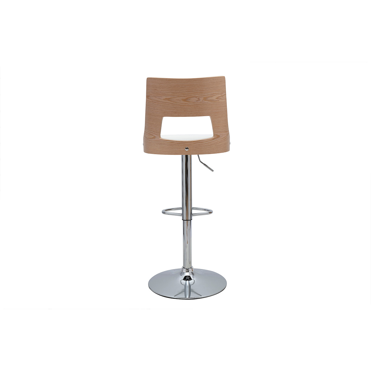 Tabouret de bar réglable pivotants 360° blanc et bois clair GARBO