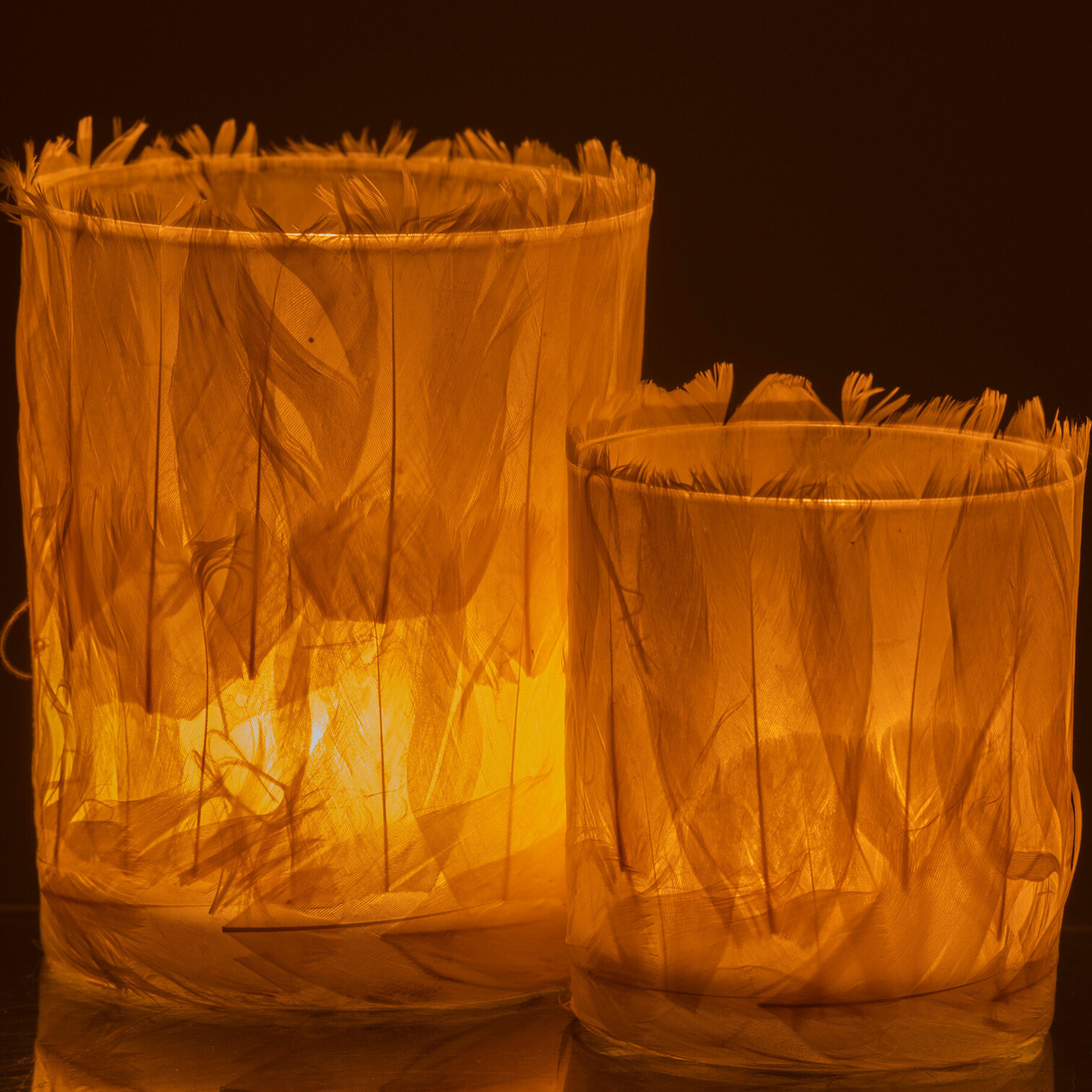 J-Line photophore Plumes - verre - crème - large - 2 pièces