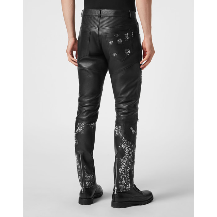 PHILIPP PLEIN Leather Trousers PAISLEY