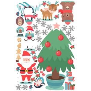 Stickers père Noël et les animaux scandinaves - Autocollants stickers adhésifs noël - décoration fêtes