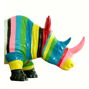 Statue rhinocéros multicolore H24cm - NAMBIE