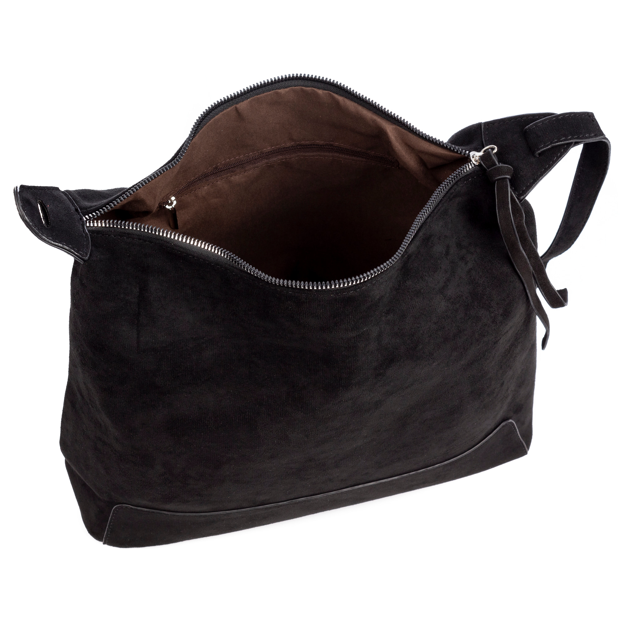 Atella bolso bandolera grande de piel auténtica gamuza.