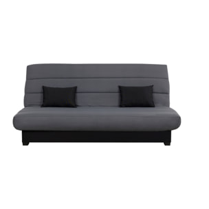 Canapé convertible Olivia, matelas Simmons, 130 x 190 cm, 2 coussins offerts, gris