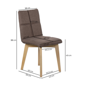 Lot de 2 chaises en tissu et capitonné design scandinave - MANON