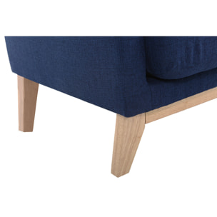 Canapé scandinave déhoussable 2 places en tissu bleu foncé et bois clair OSLO