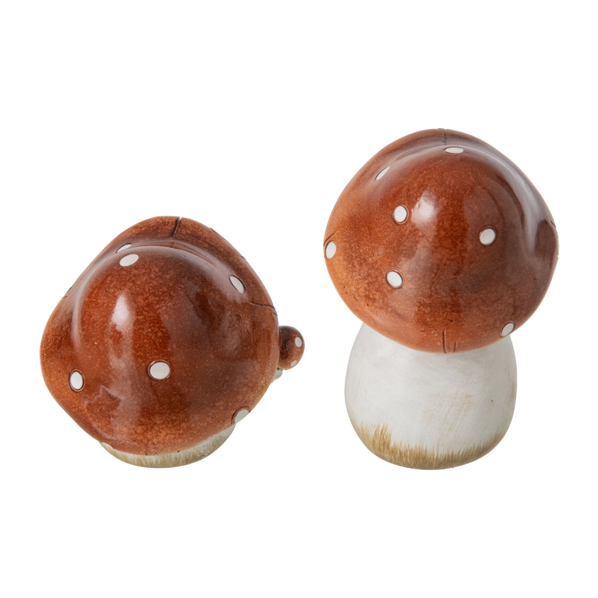 J-Line Champignon - polyrésine - marron/blanc - small - assortiment de 2