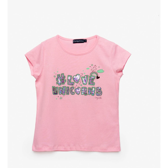 Camiseta de Niña Rosa Love Unicorns