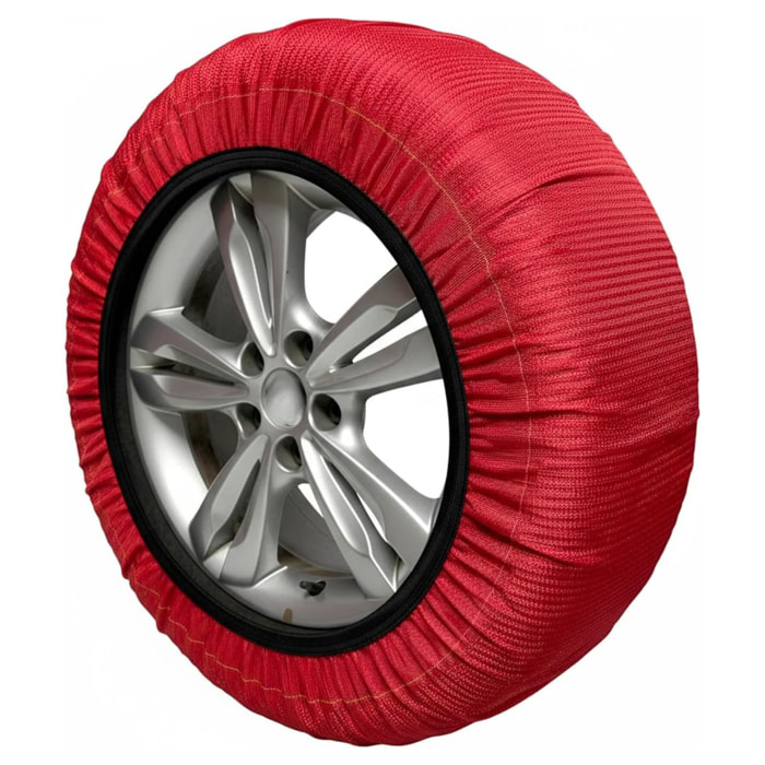Calze da Neve Omologate EN 16662-1 Per Auto SUV Coppia di Catene Tessili Antisdrucciolo per Pneumatici R13-R18 Facili da Montare Con Guanti e Borsa S